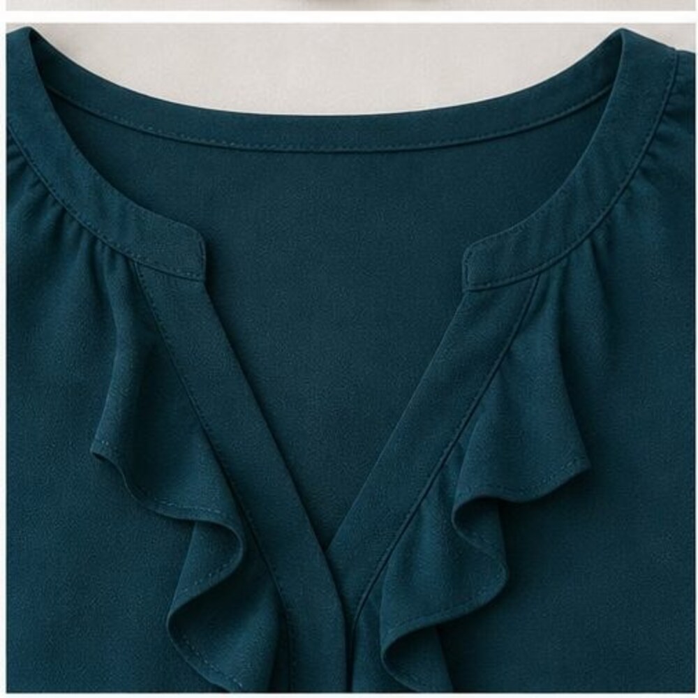 Teal Ruffle Blouse - Picture 4 of 6